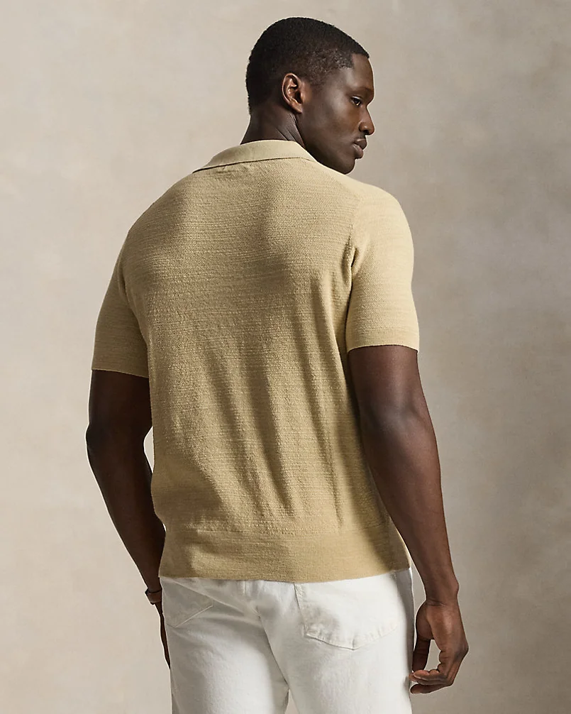 Трикотажное поло Ralph Lauren из хлопка с добавлением льна — 4
