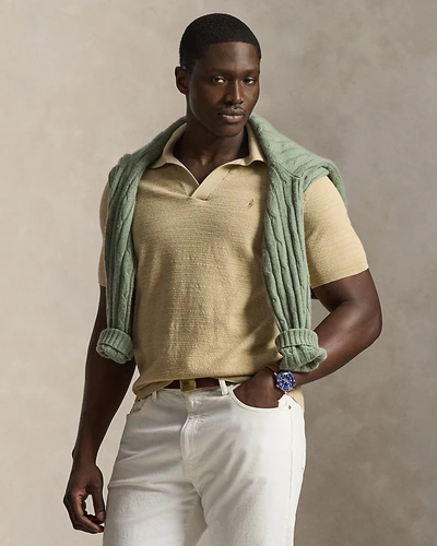 Трикотажное поло Ralph Lauren из хлопка с добавлением льна