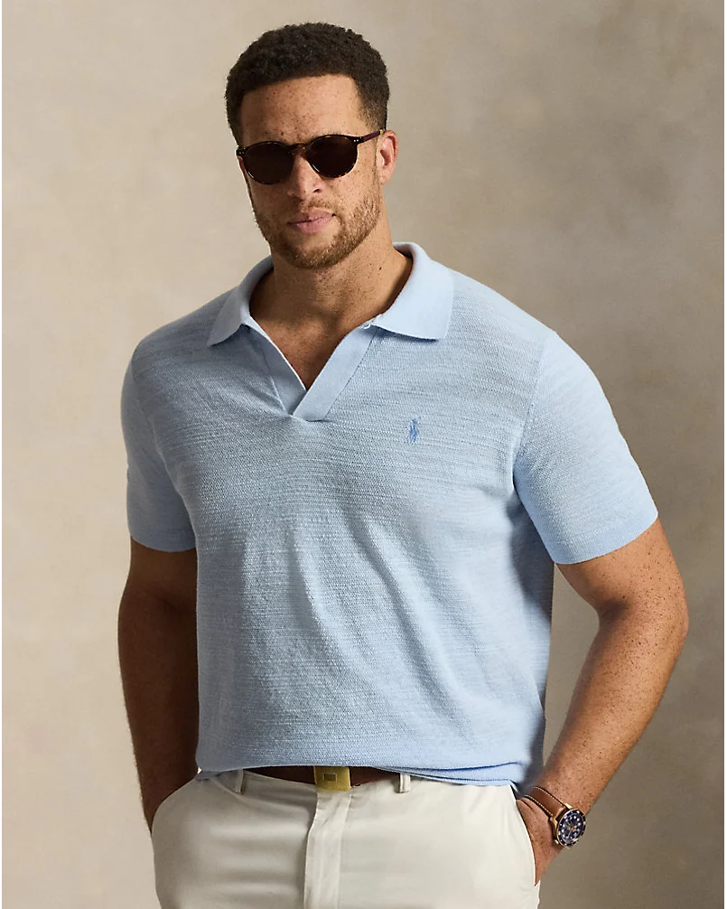 Трикотажное поло Ralph Lauren из хлопка с добавлением льна — 1
