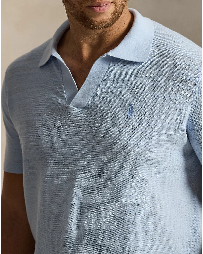 Трикотажное поло Ralph Lauren из хлопка с добавлением льна — 5