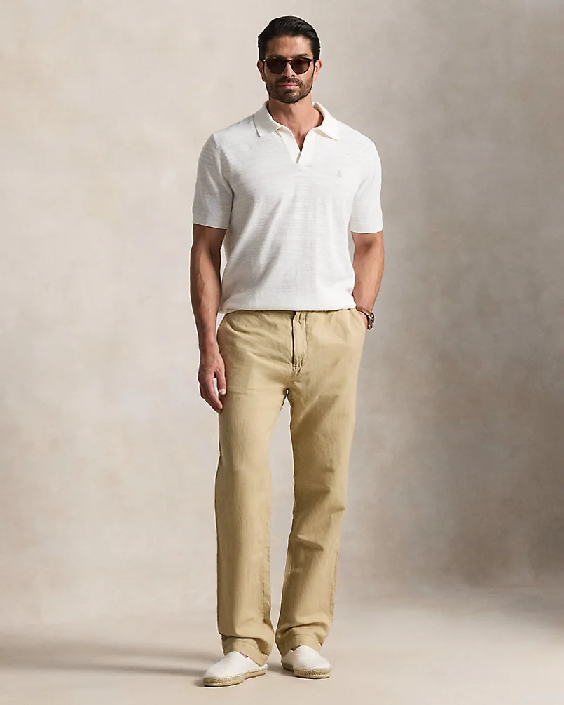 Трикотажное поло Ralph Lauren из хлопка с добавлением льна — 3