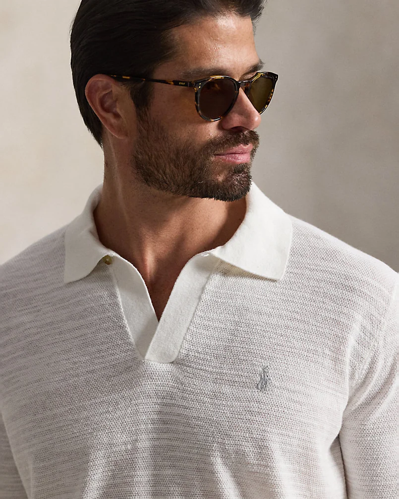 Трикотажное поло Ralph Lauren из хлопка с добавлением льна — 5