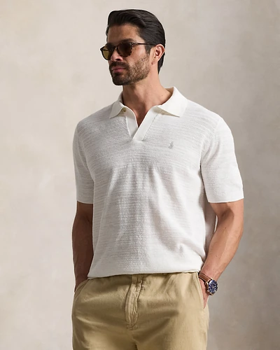 Трикотажное поло Ralph Lauren из хлопка с добавлением льна