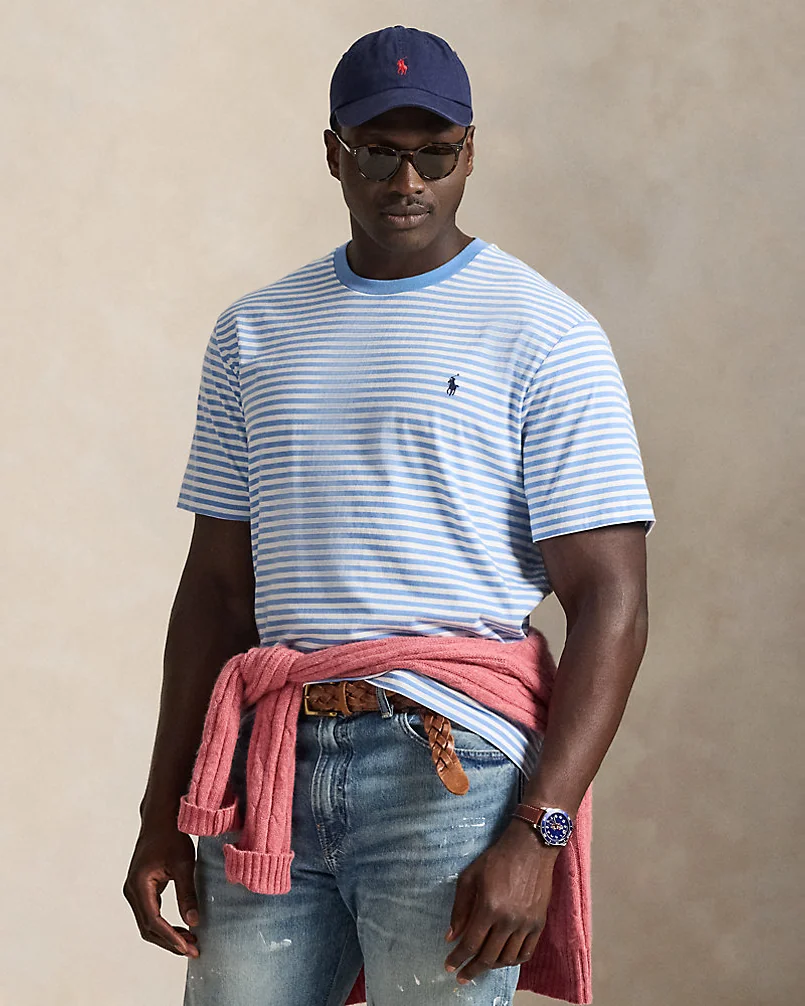 Полосатая трикотажная футболка большого размера — 1