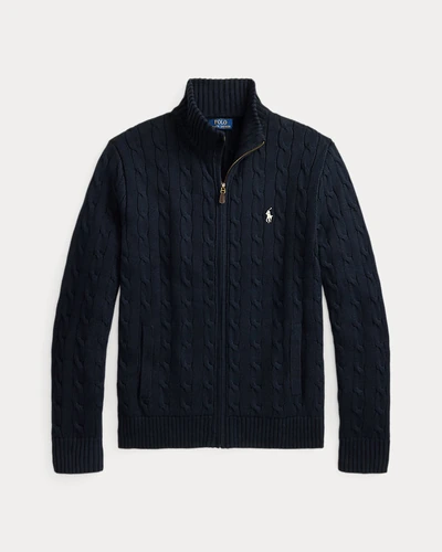 Свитер Ralph Lauren на молнии с фактурной вязкой косами