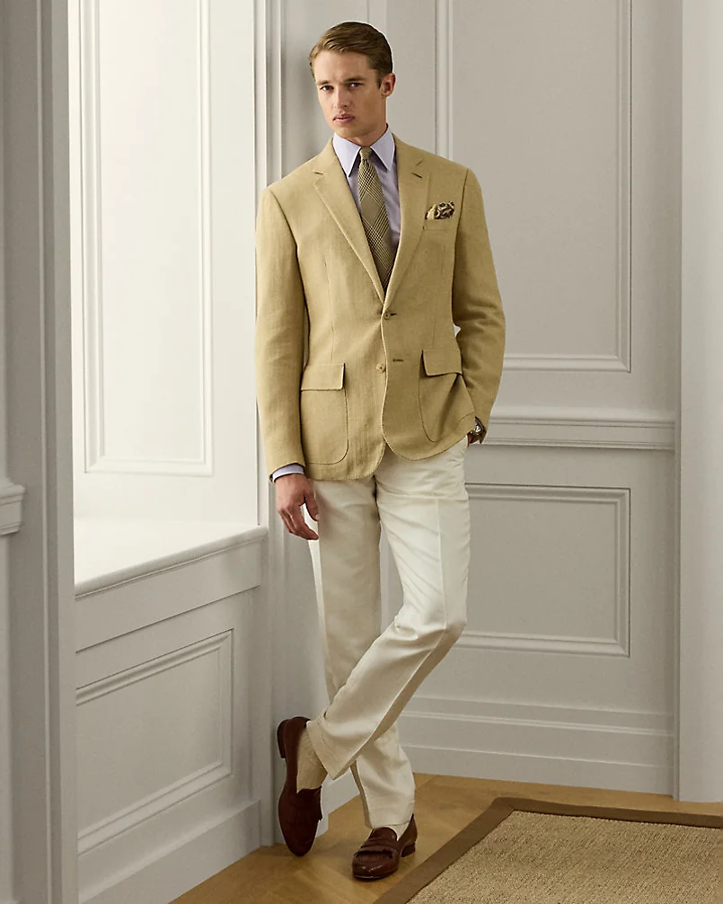 Брюки Ralph Lauren Purple Label Gregory шёлк-лён — 2