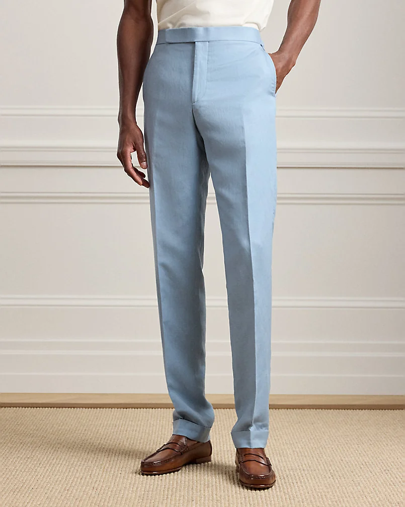 Брюки Ralph Lauren Purple Label Gregory шёлк-лён — 3