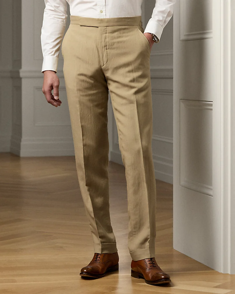 Брюки Ralph Lauren Purple Label Gregory шёлк-лён — 3