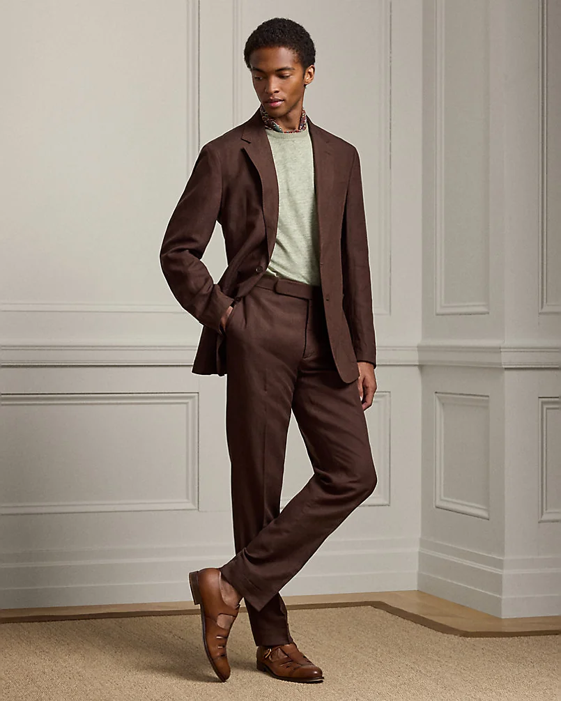 Брюки Ralph Lauren Purple Label Gregory шёлк-лён — 2