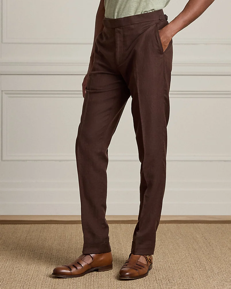 Брюки Ralph Lauren Purple Label Gregory шёлк-лён — 3