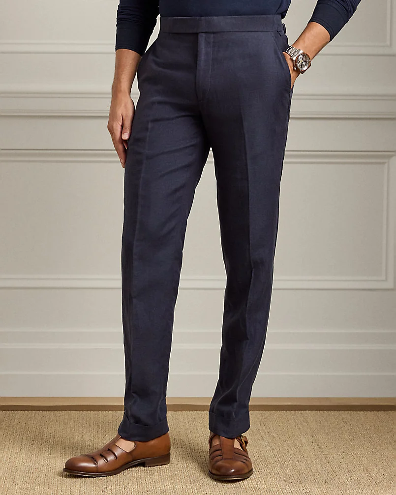 Брюки Ralph Lauren Purple Label Gregory шёлк-лён — 3