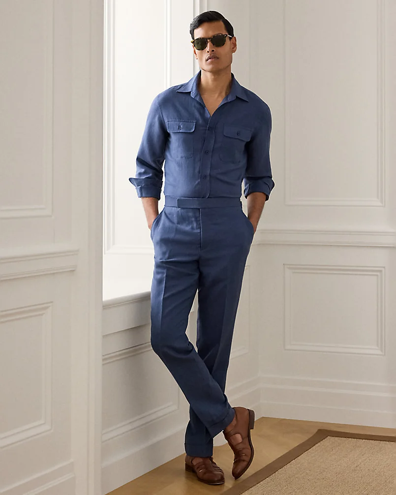 Брюки Ralph Lauren Purple Label Gregory шёлк-лён — 2