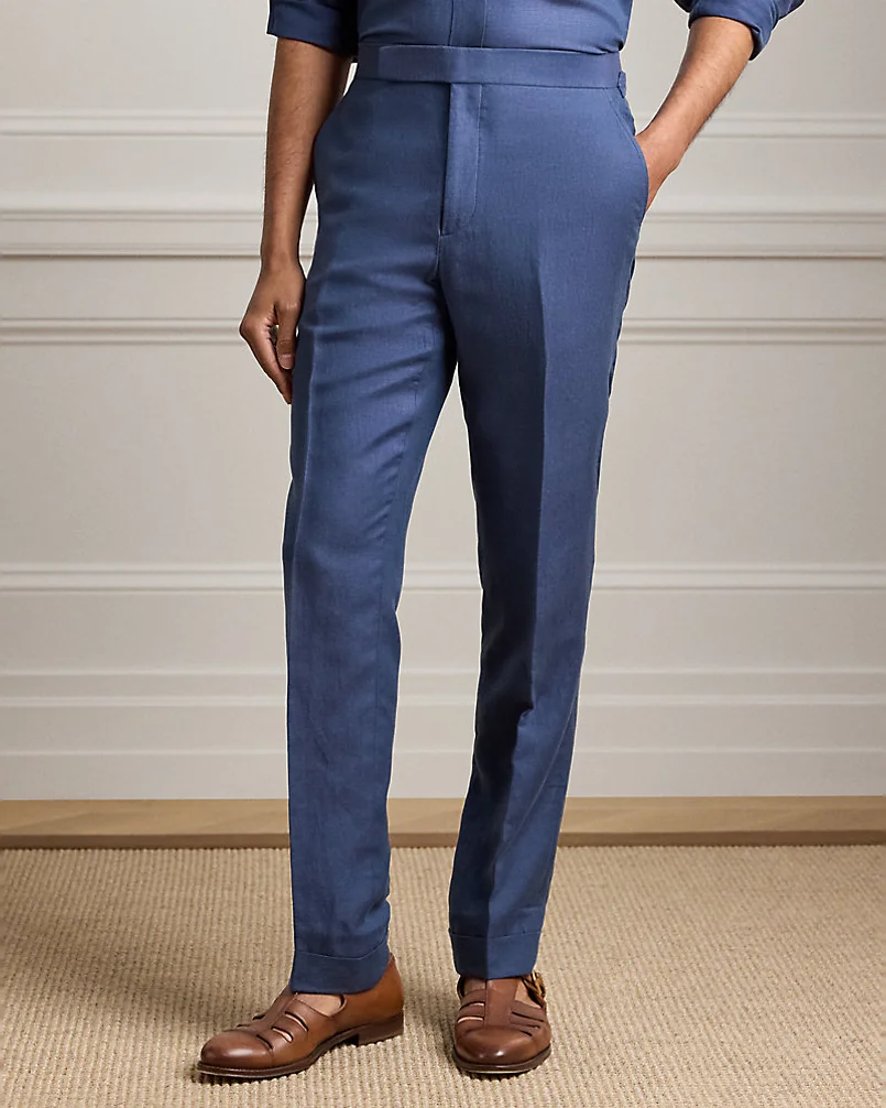 Брюки Ralph Lauren Purple Label Gregory шёлк-лён — 3