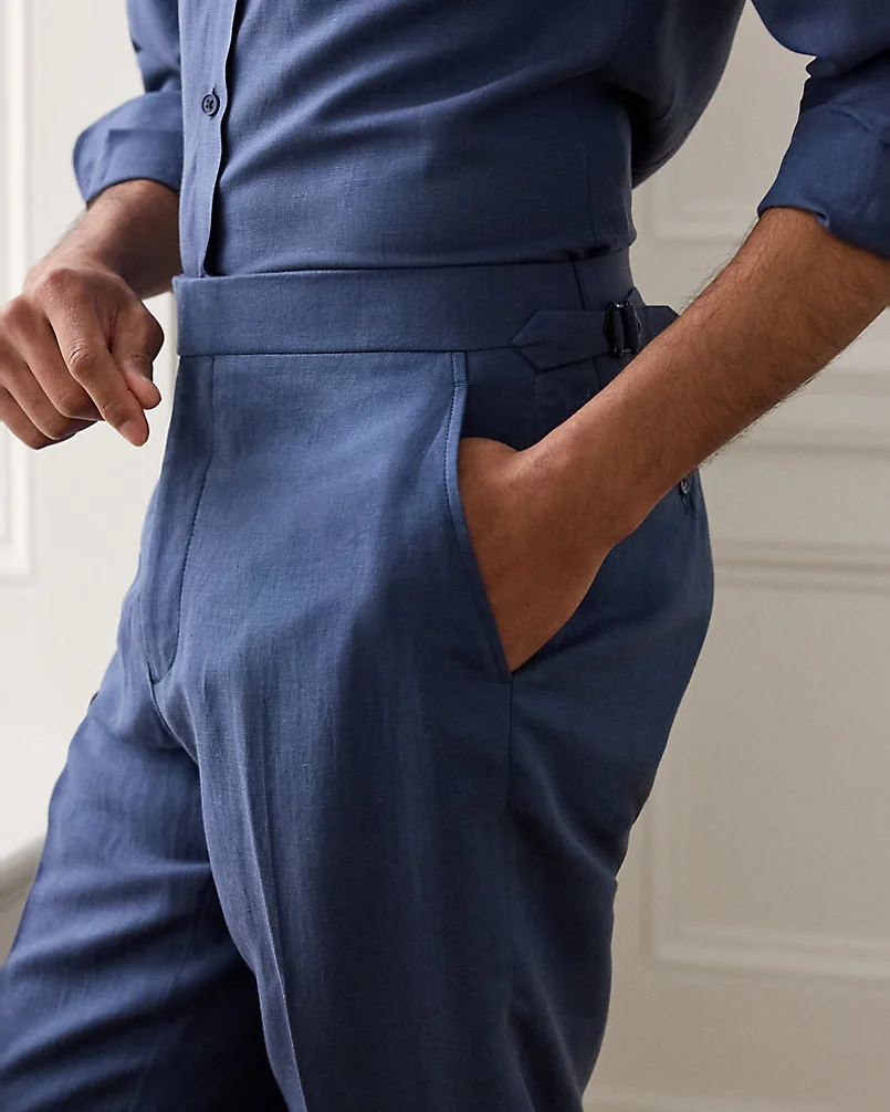 Брюки Ralph Lauren Purple Label Gregory шёлк-лён — 5