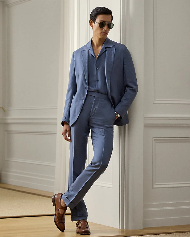 Брюки Ralph Lauren Purple Label Gregory шёлк-лён — 2