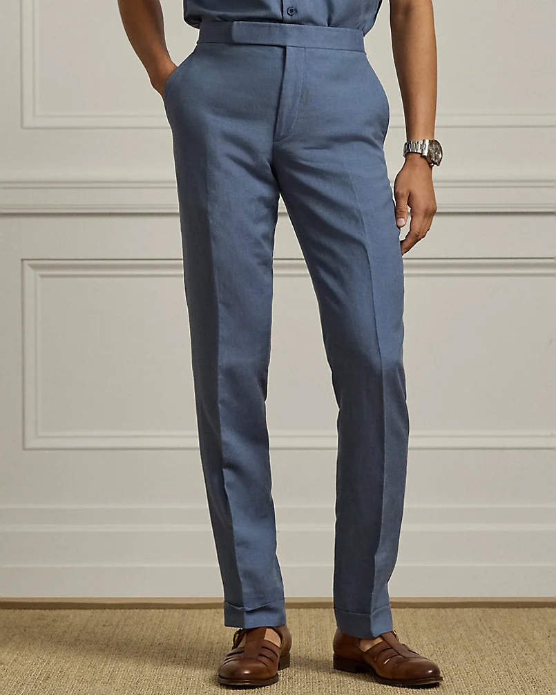 Брюки Ralph Lauren Purple Label Gregory шёлк-лён — 3