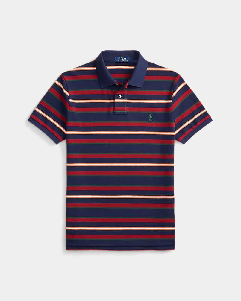 Поло Ralph Lauren классического кроя в полоску из сетчатого хлопка — 1