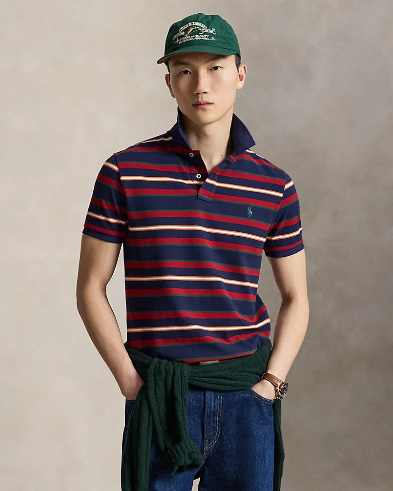 Поло Ralph Lauren классического кроя в полоску из сетчатого хлопка — 2