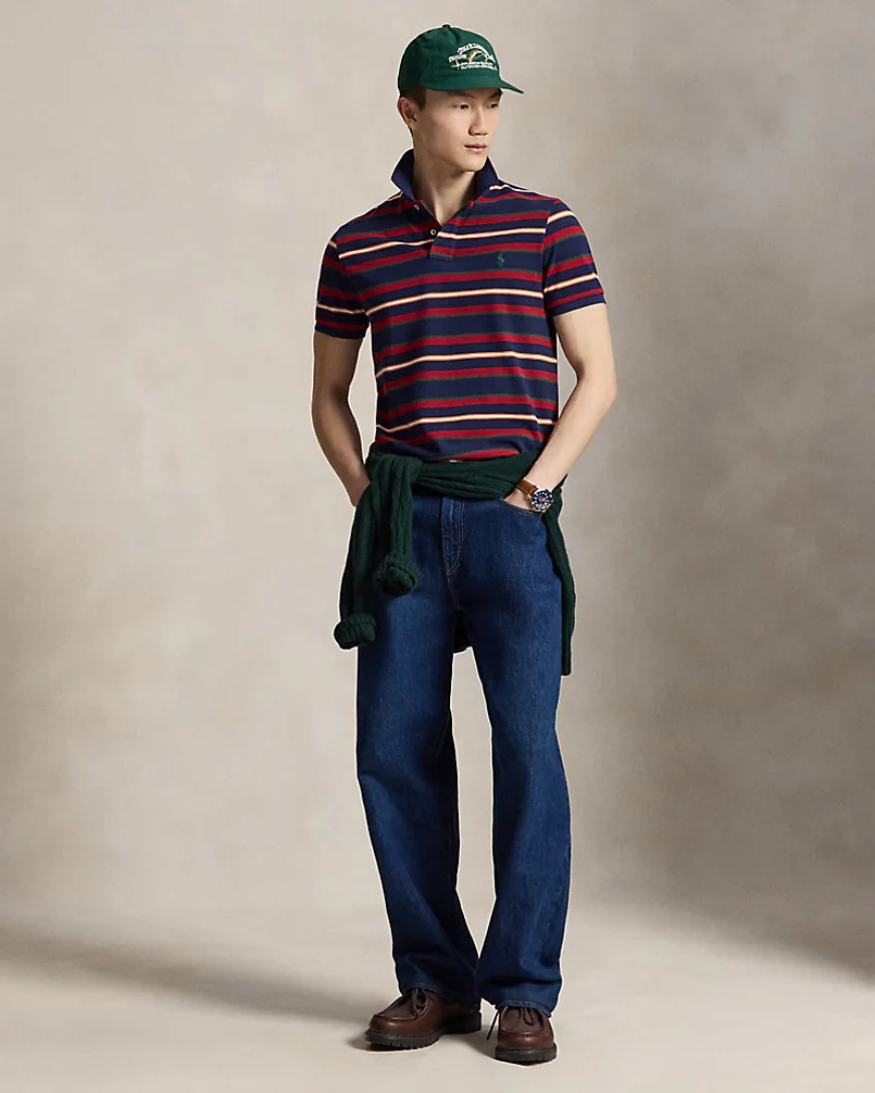 Поло Ralph Lauren классического кроя в полоску из сетчатого хлопка — 3