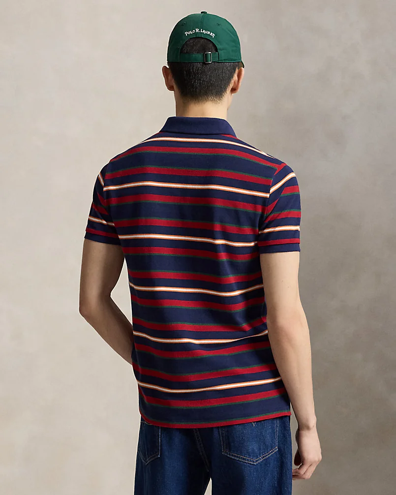 Поло Ralph Lauren классического кроя в полоску из сетчатого хлопка — 4