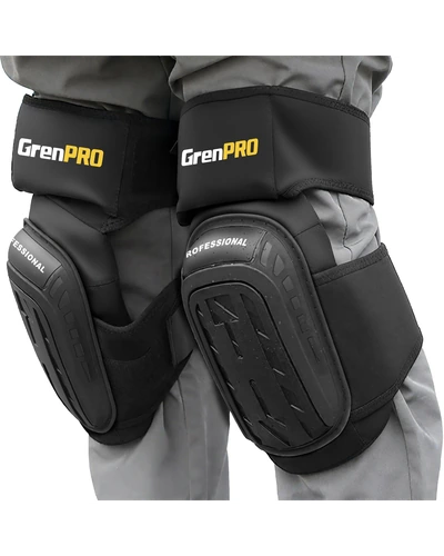 Наколенники GRENPRO защитные с гелевой подушкой и ремнями, черные