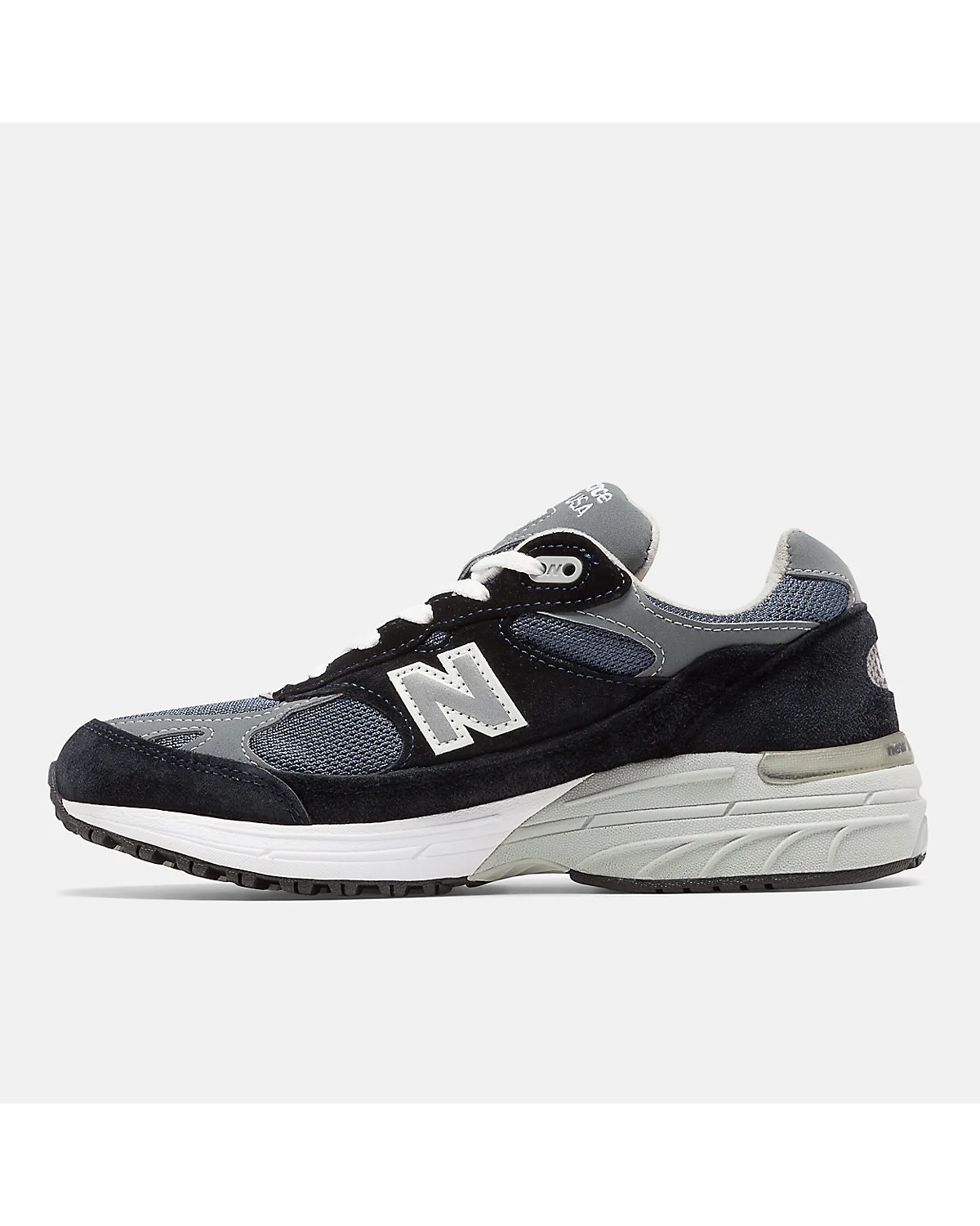 Кроссовки New Balance 993 тёмно-синие с белым логотипом, вид сбоку