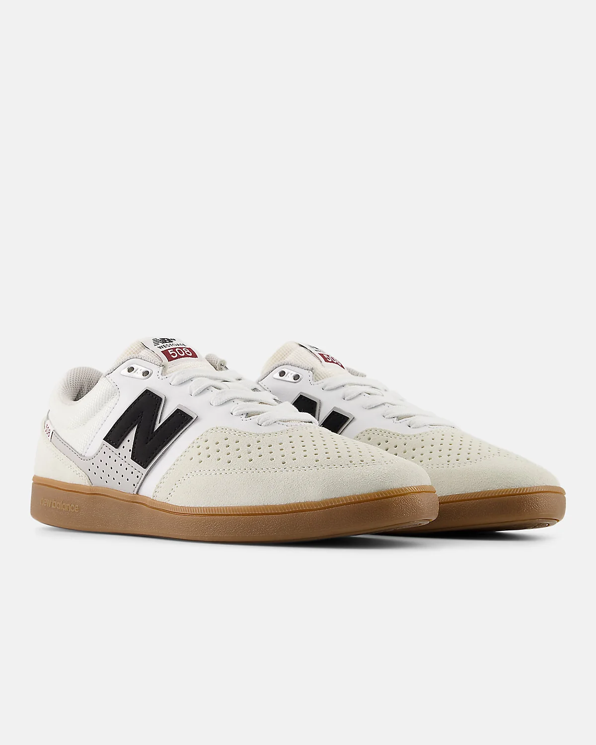 Серые скейт-кроссовки New Balance 508, вид спереди с белыми шнурками
