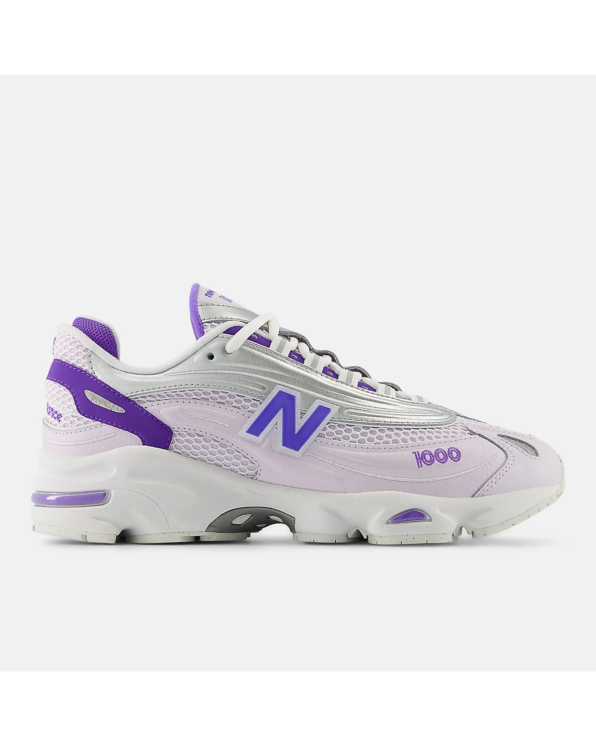 Кроссовки New Balance 1000 сиреневые с фиолетовым, вид сбоку