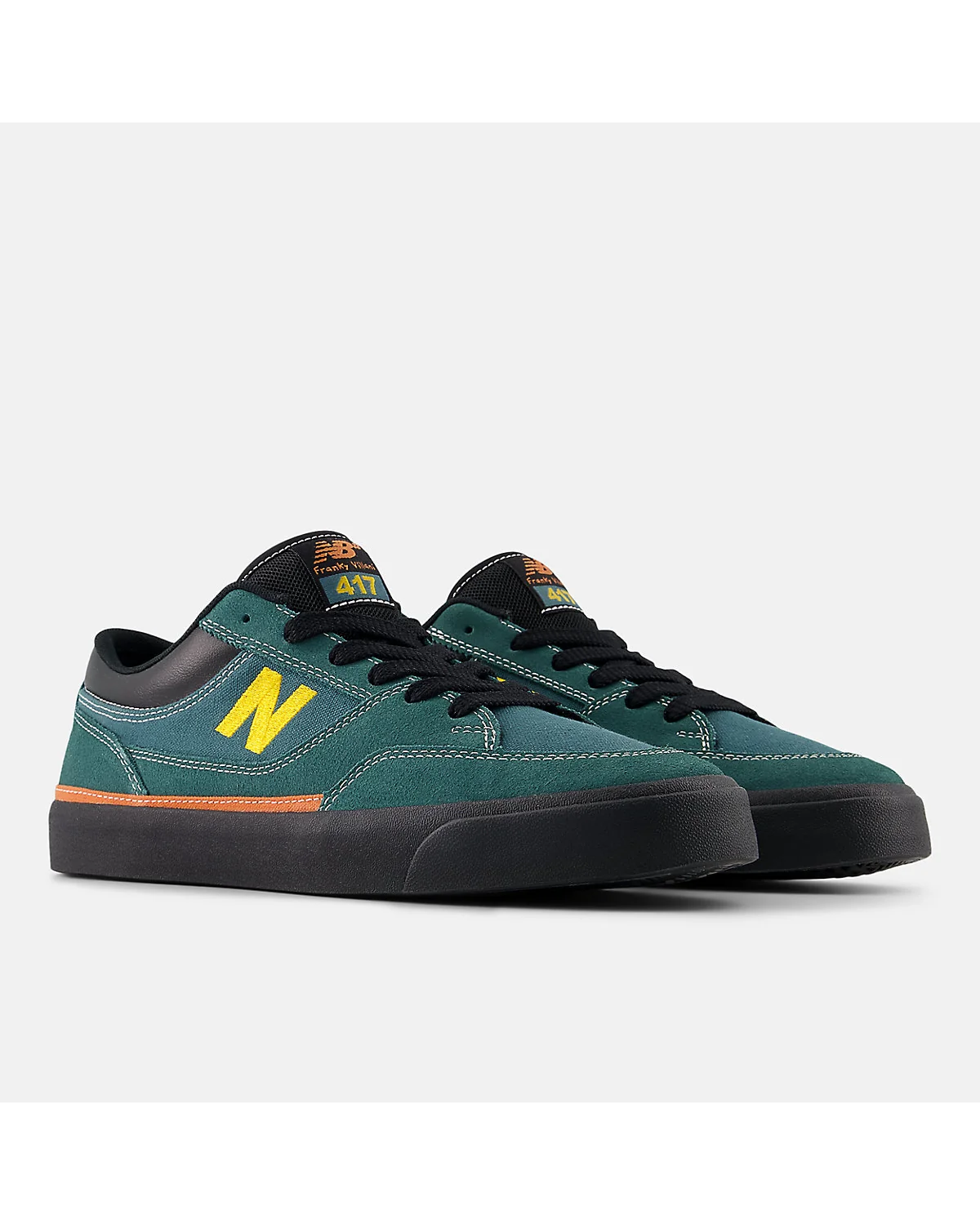 Зелёные скейтовые кеды New Balance с чёрной вставкой, другой ракурс
