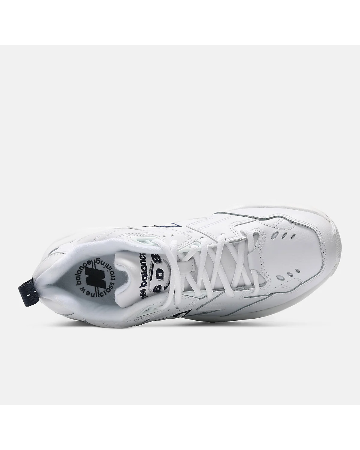 Задняя часть кроссовок New Balance MX608 с синей пяткой, вид сзади