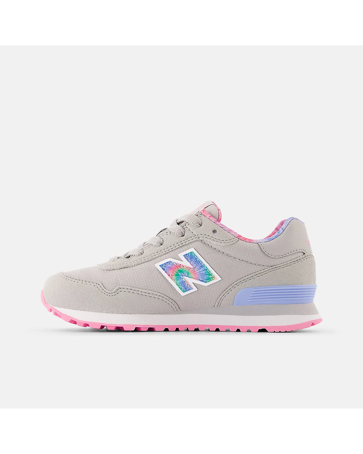 Логотип N и детали конструкции кроссовок New Balance 515 розовых.