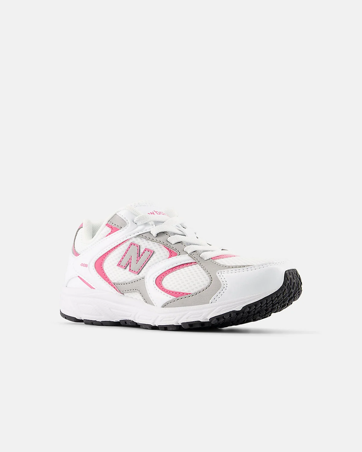 New Balance 408 Bungee Lace белые с серебром, вид сбоку.