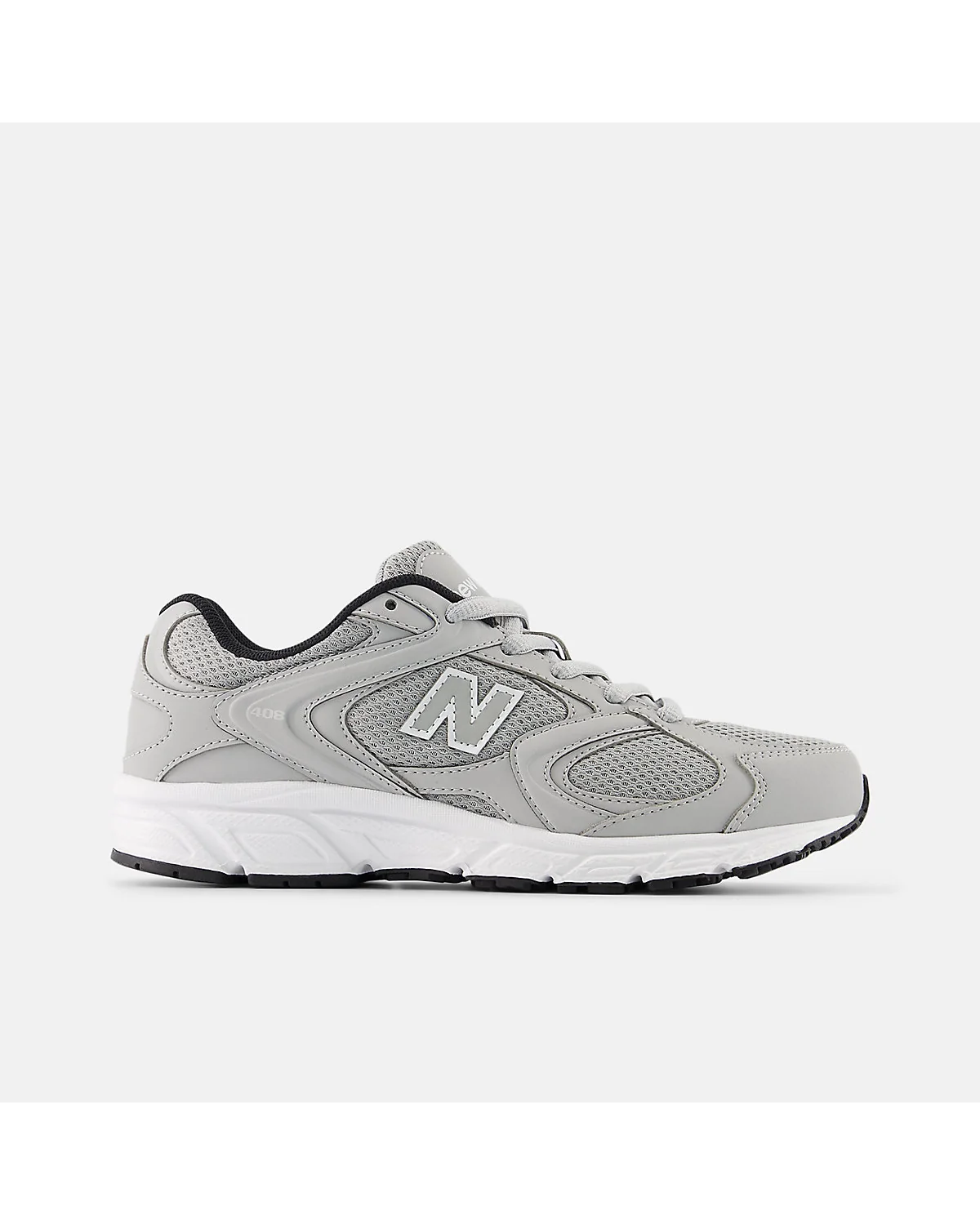 Кроссовки New Balance 408 Lace серые с серебристым акцентом на язычке
