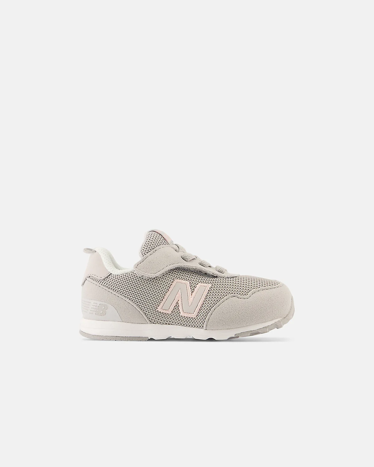 Детские кроссовки New Balance 515 NEW-B серые с белым на липучке