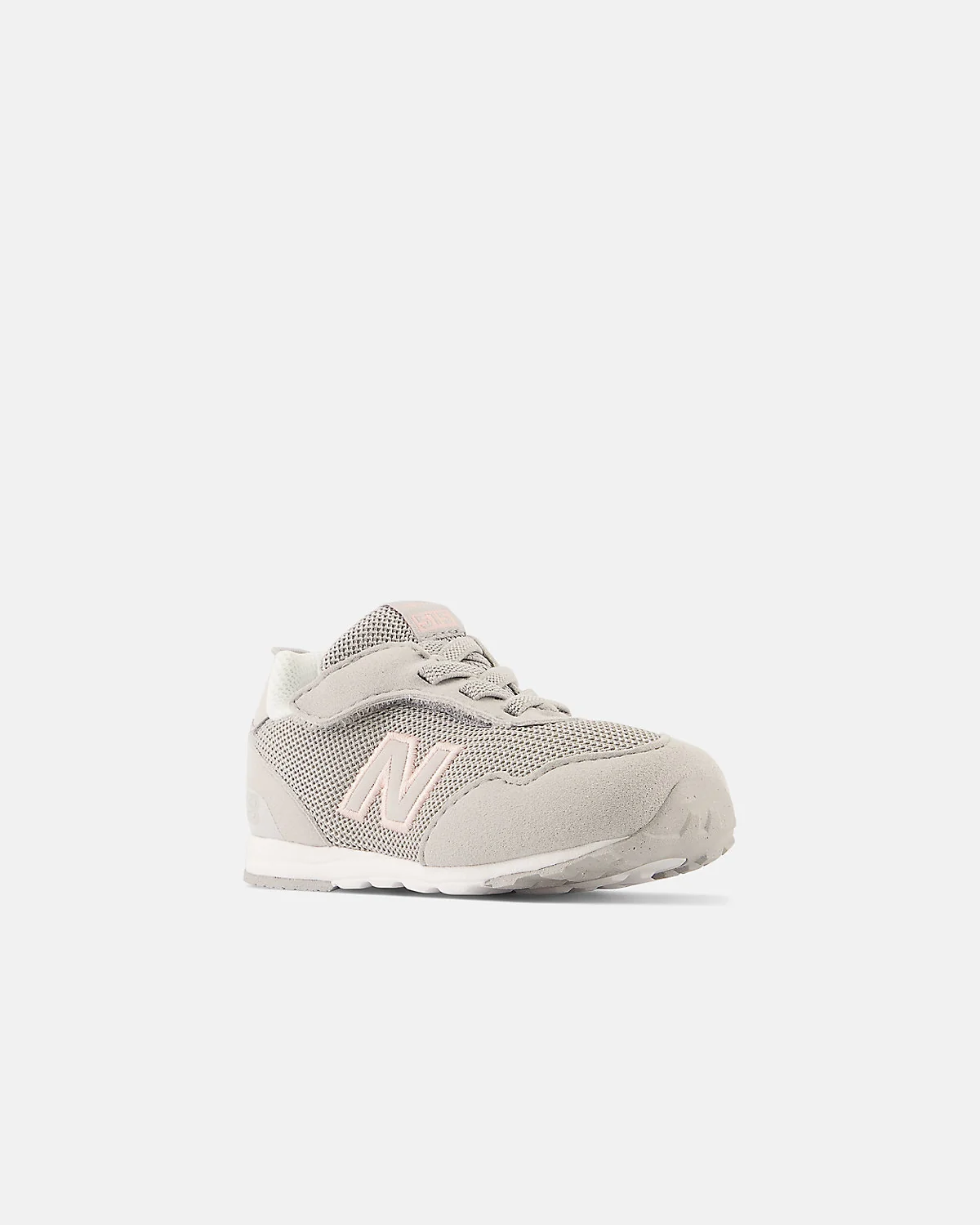 Детские кроссовки New Balance 515 серые на липучке, вид сбоку с клапаном