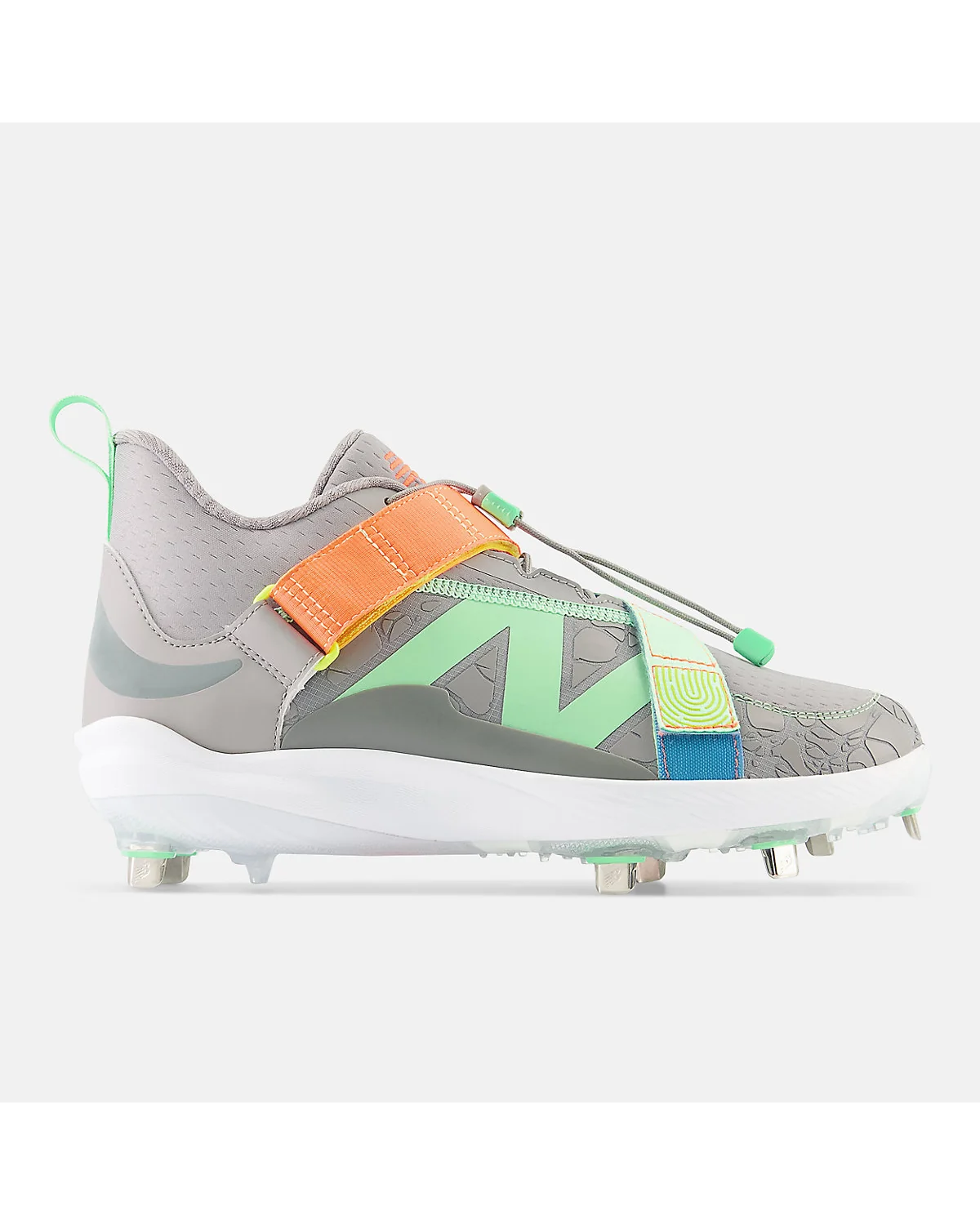 Многоцветные бейсбольные бутсы New Balance FuelCell Lindor 2 Metal с шипами, вид сбоку