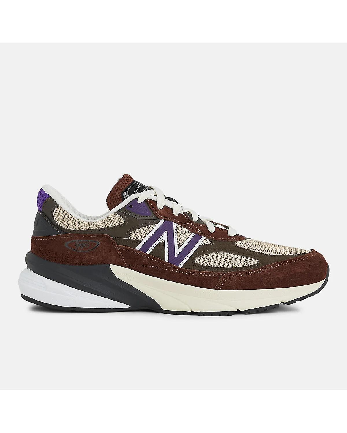 Кроссовки New Balance Made in USA 990v6 коричневого и фиолетового цветов, вид сбоку
