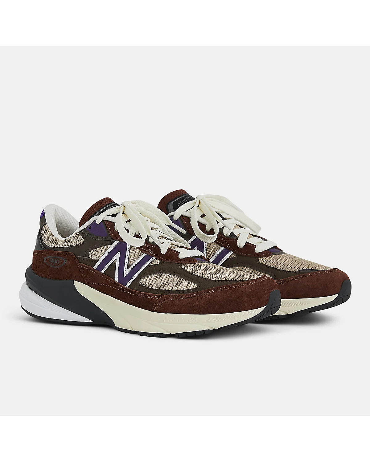 Кроссовки New Balance Made in USA 990v6 в коричнево-фиолетовом дизайне, вид сверху