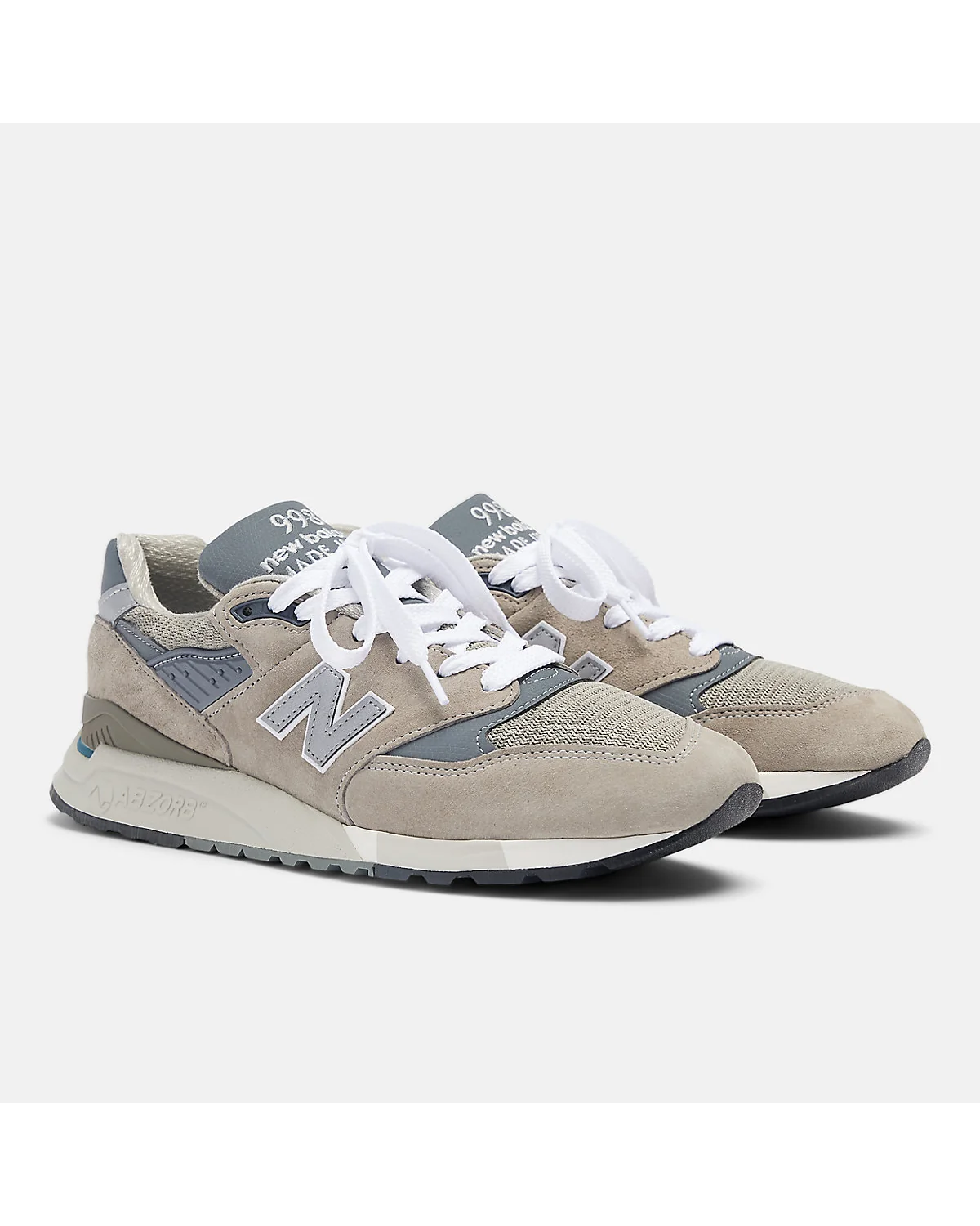 Кроссовки New Balance 998 Core серые, вид спереди и сбоку