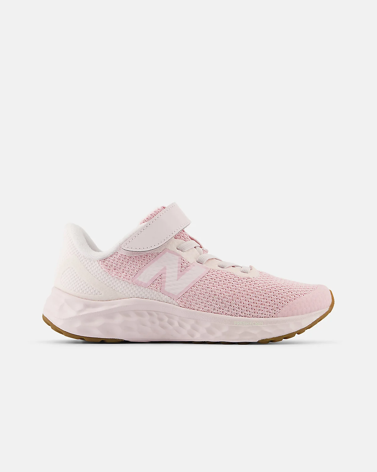 Чёрные детские кроссовки New Balance Fresh Foam Arishi v4 с серо-чёрным верхом, вид сбоку