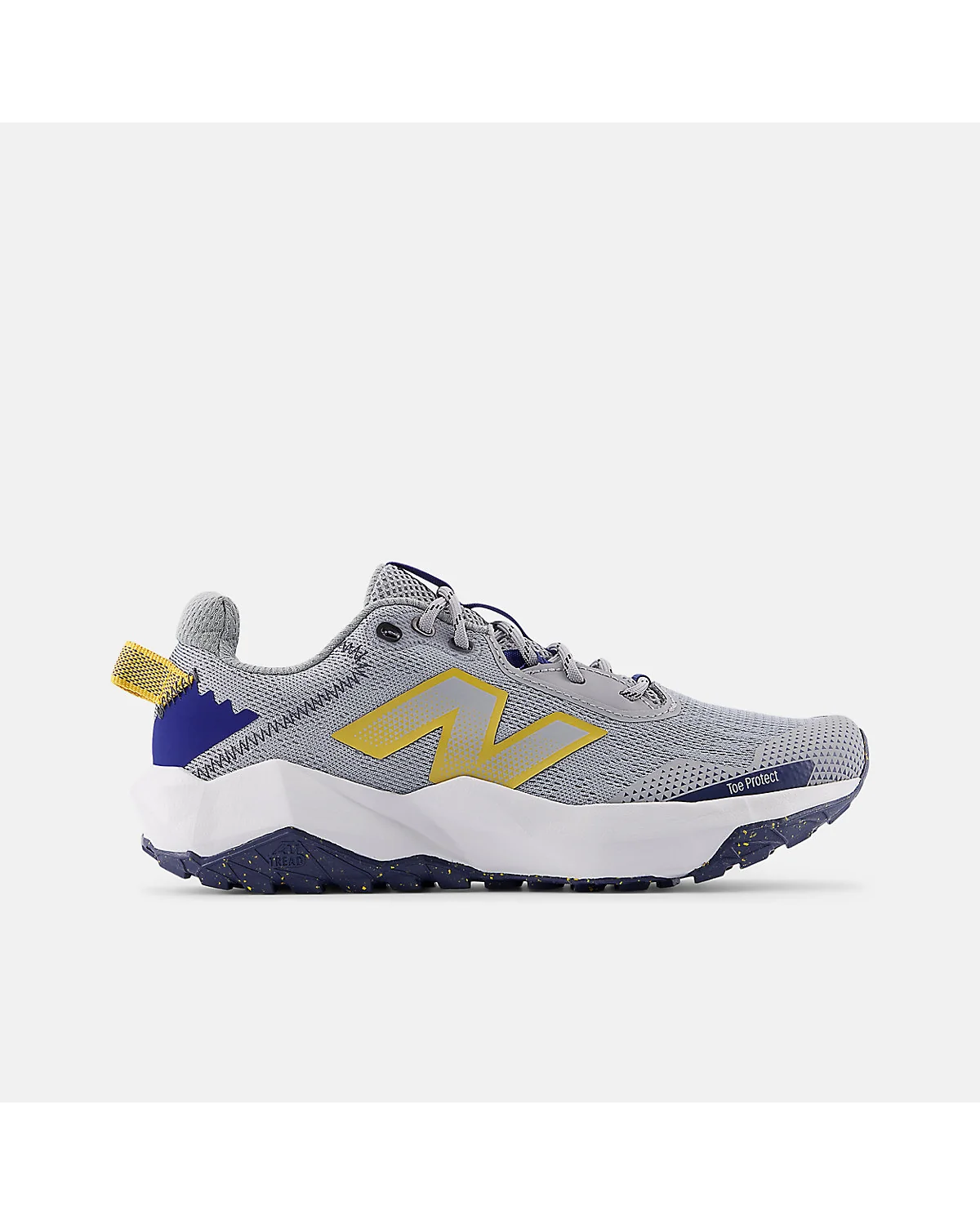 Серо-голубые кроссовки New Balance DynaSoft Nitrel v6 с золотыми деталями, вид сбоку