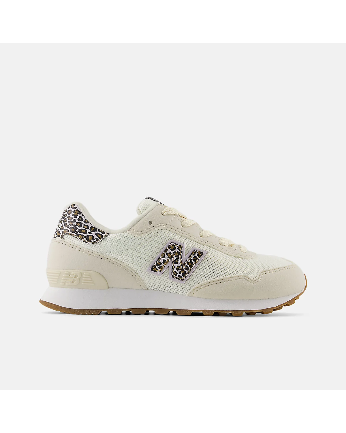 Льняные кроссовки New Balance 515 с леопардовыми вставками, вид сбоку