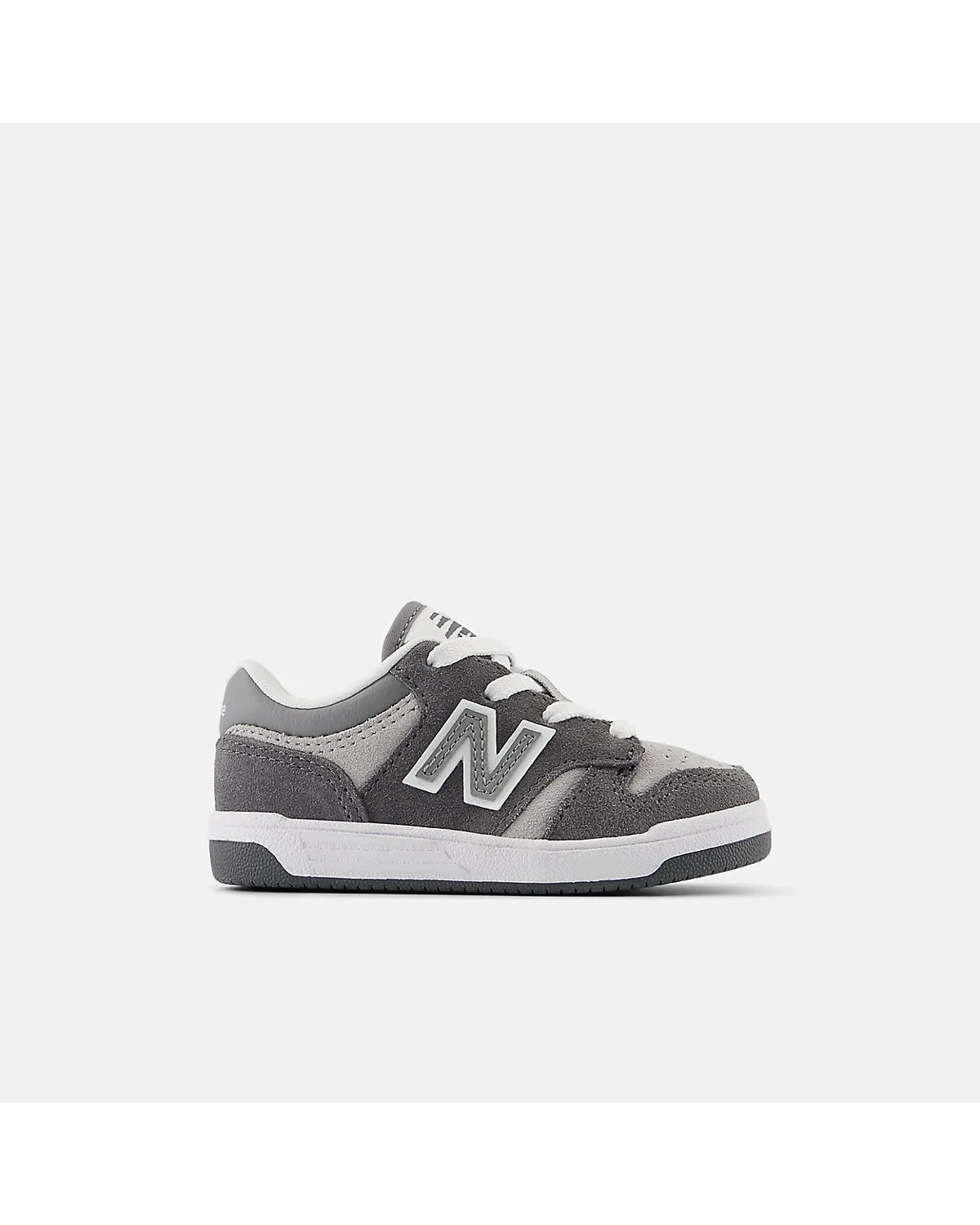 Серые кроссовки New Balance B480 с разноцветными вставками, вид сбоку