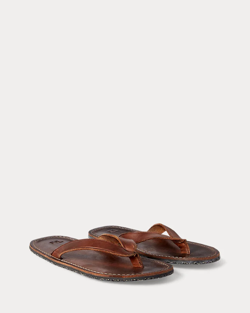 Шлёпанцы Ralph Lauren кожаные коричневые — 2