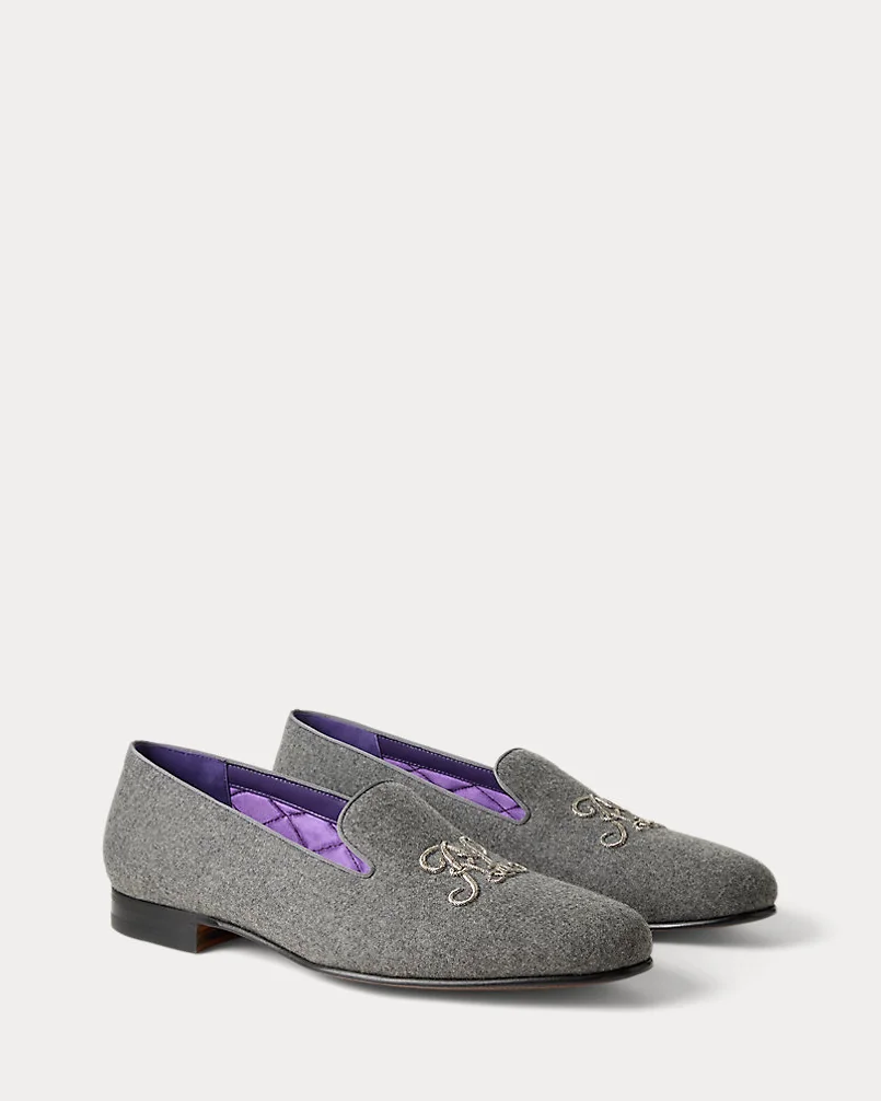 Домашние туфли Ralph Lauren Alonzo твидовые серые — 3