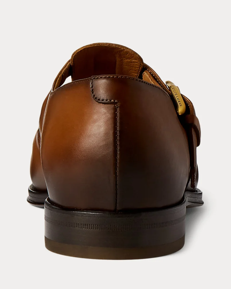 Сандалии Ralph Lauren кожаные коньячные — 3