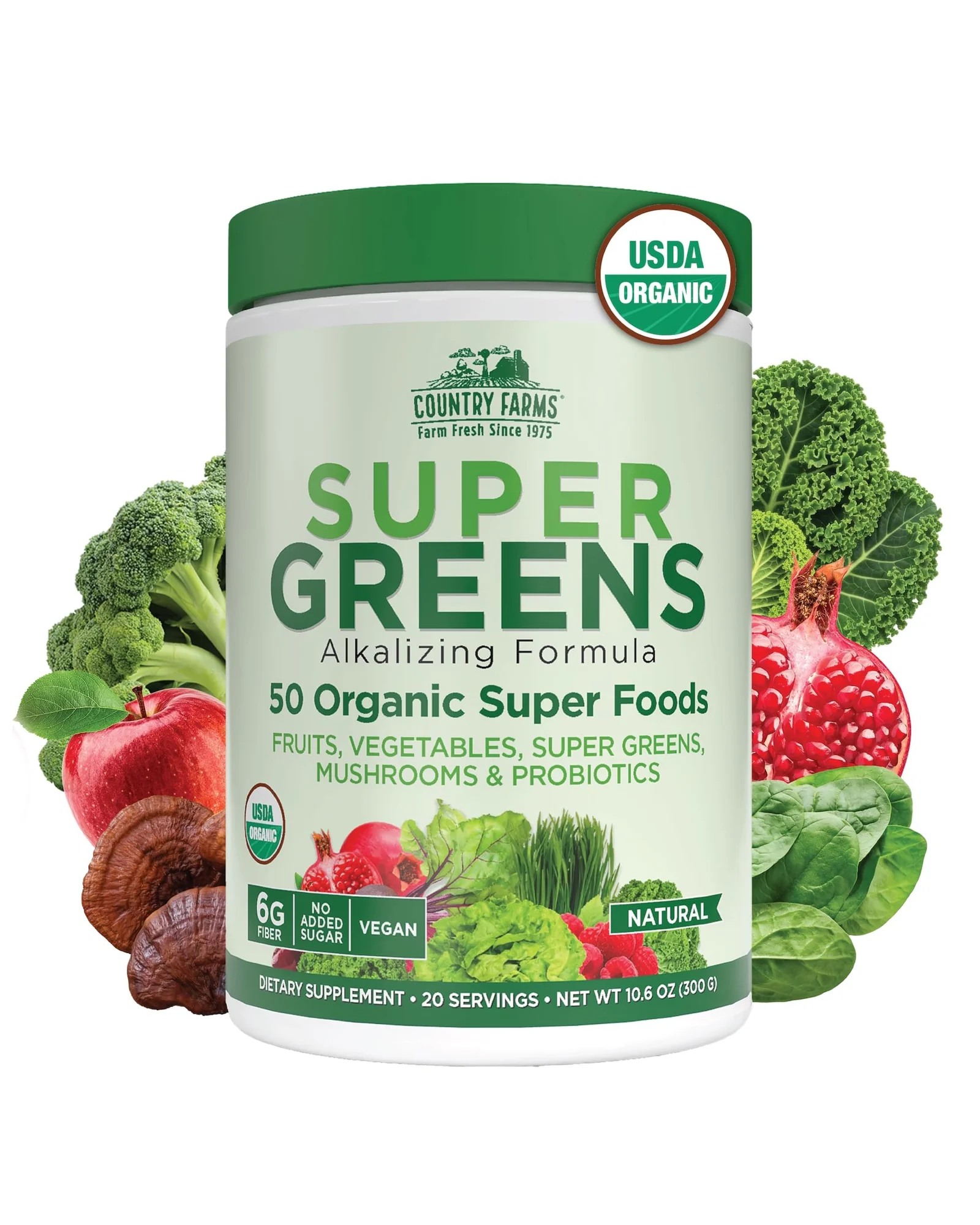 Country Farms Organic Super Greens Powder, 50 органических суперфудов — 1