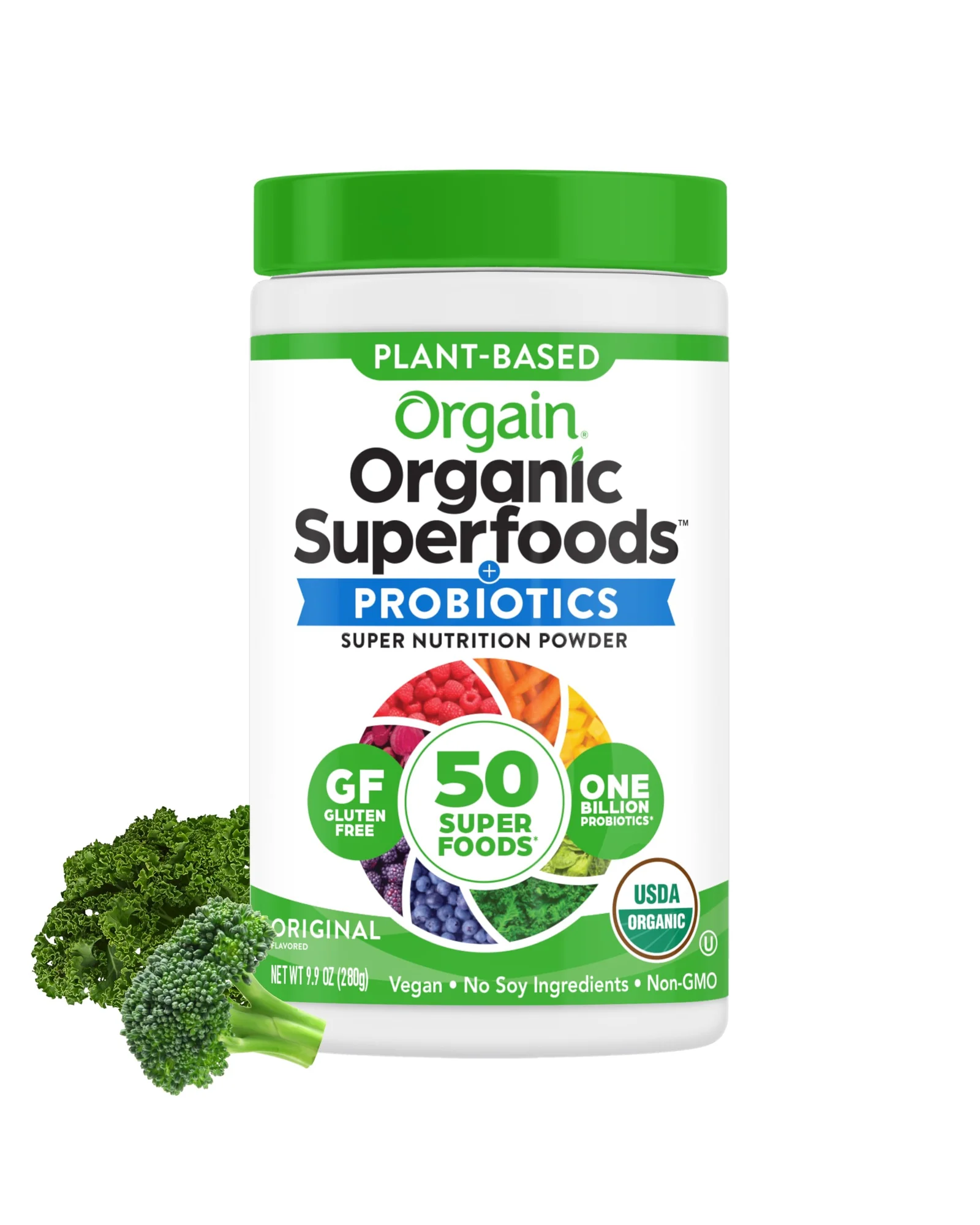 Orgain Organic Greens Powder 50 Суперфудов 280 г — зеленый