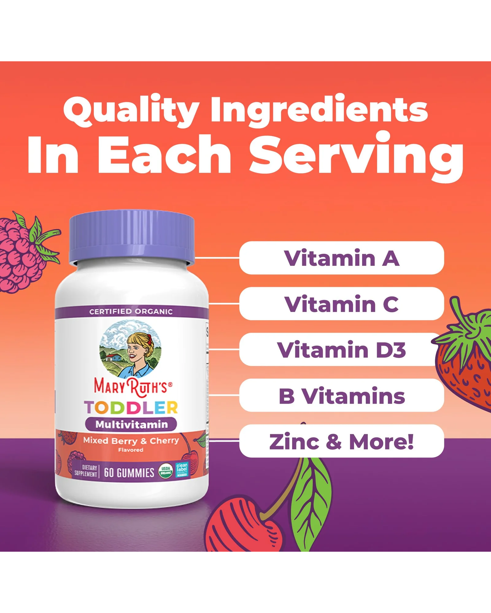 MaryRuth's Organic — детские мультивитамины, жевательные пастилки, 60 шт — 5