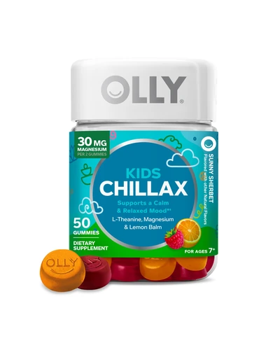 OLLY Kids Chillax — жевательные витамины для спокойствия детей, магний и L-теанин, 50 шт — голубой